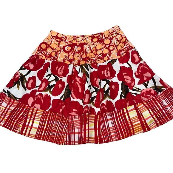 Peter Nygard Tulip Print Pleated Mini Skirt Size 6 - Picture 2 of 10